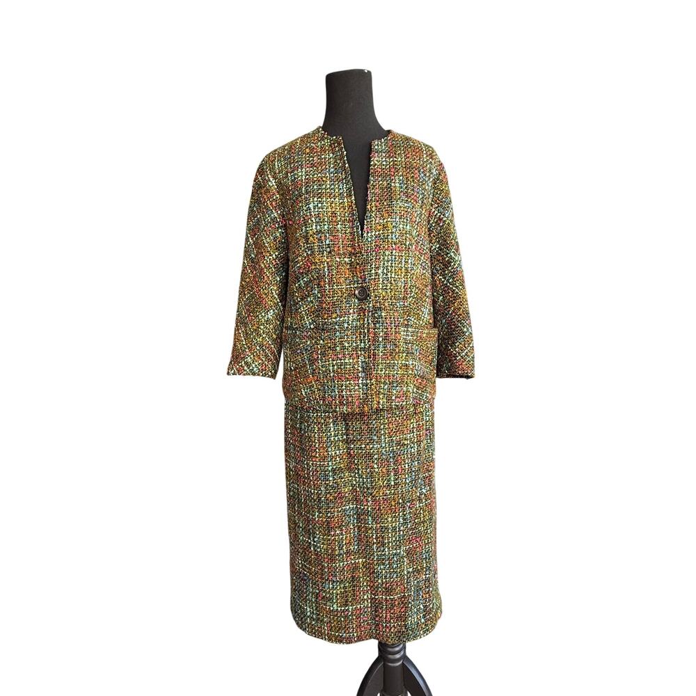Coldwater Creek multicolored tweed skirt suit - 2 piece - rainbow - size S